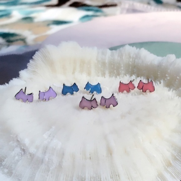 S925 Enamel puppy  sterling silver earrings